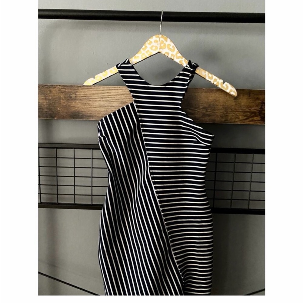 Zara Navy Blue Striped Dress | Size Medium